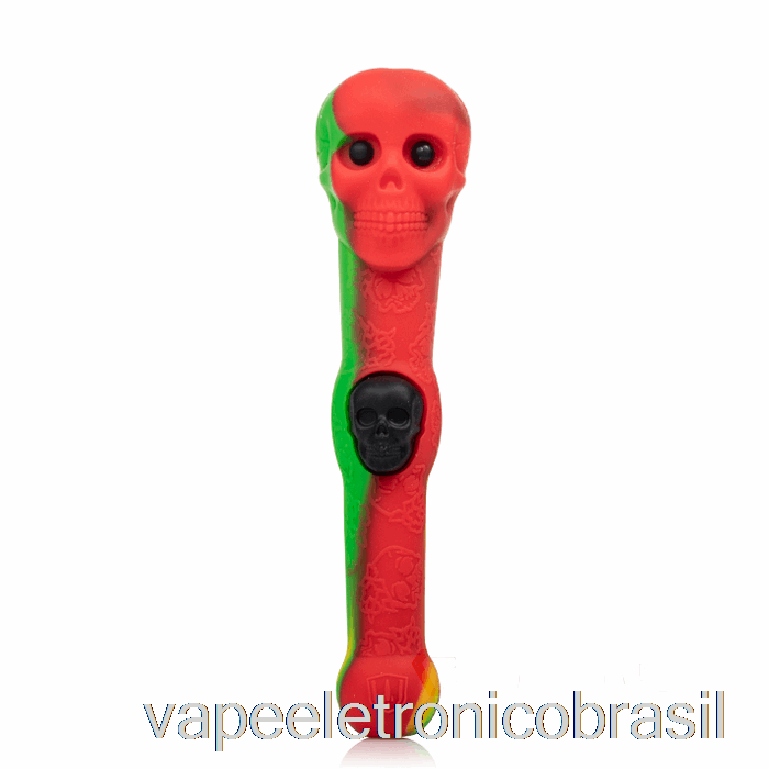 Vape Eletrônico Stratus Crânio Dipper Silicone Dab Palha Rasta (verde/vermelho/amarelo)